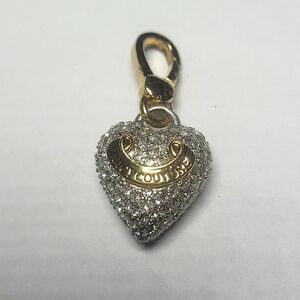 Y2k Vintage Juicy Couture Gold Paved Rhineston Puffed Heart Bracelet Charm